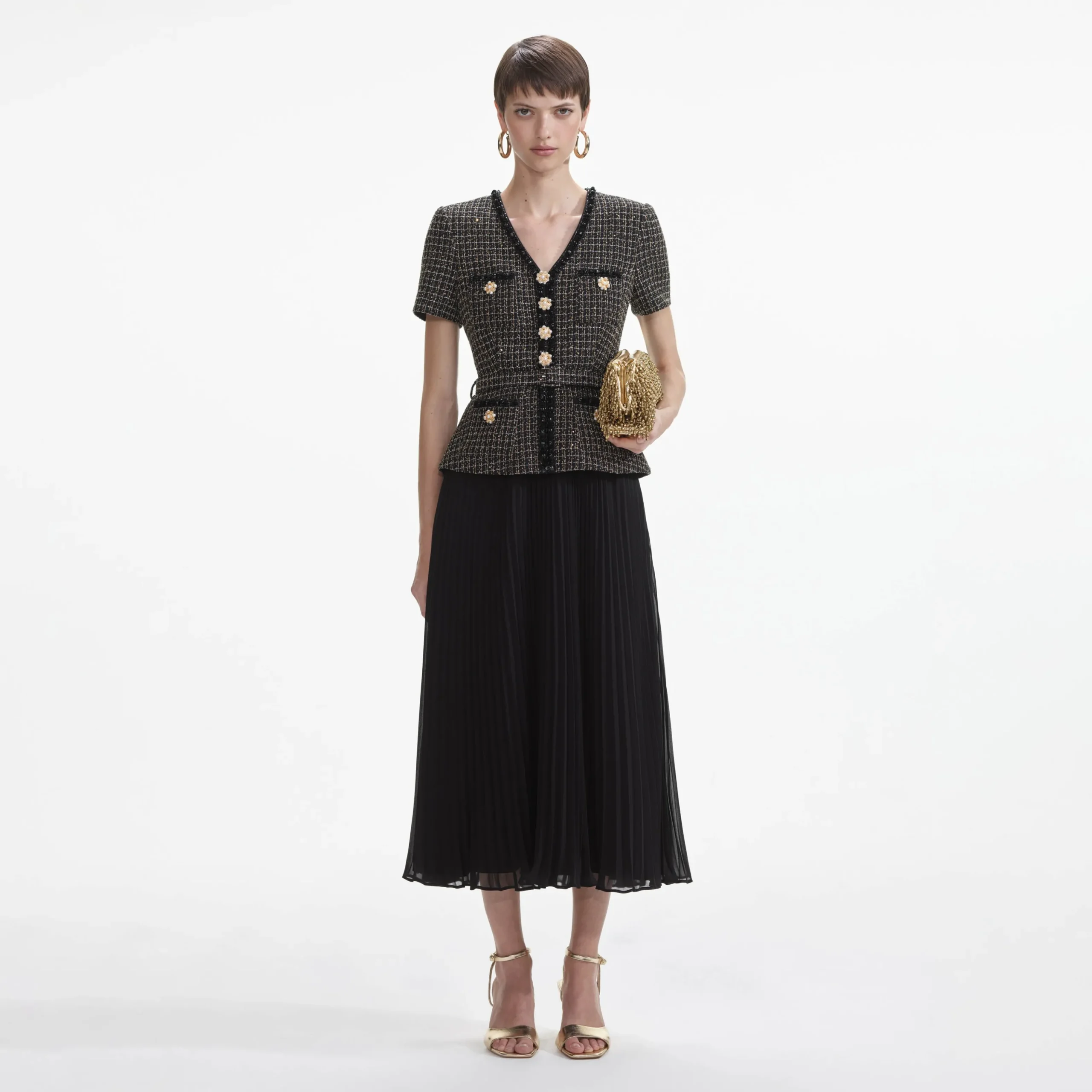 Boucle Chiffon Midi Dress^self-portrait Best