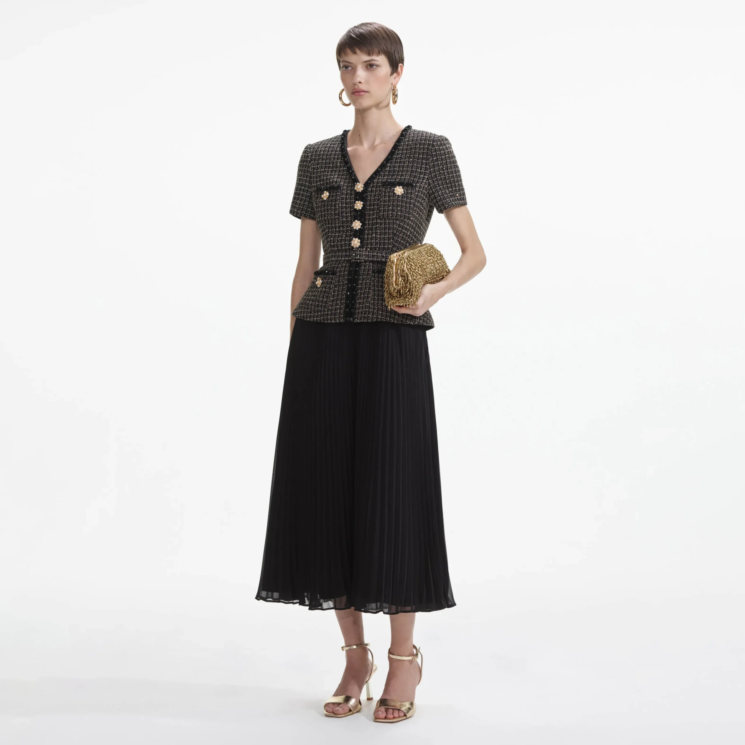 Boucle Chiffon Midi Dress^self-portrait Best