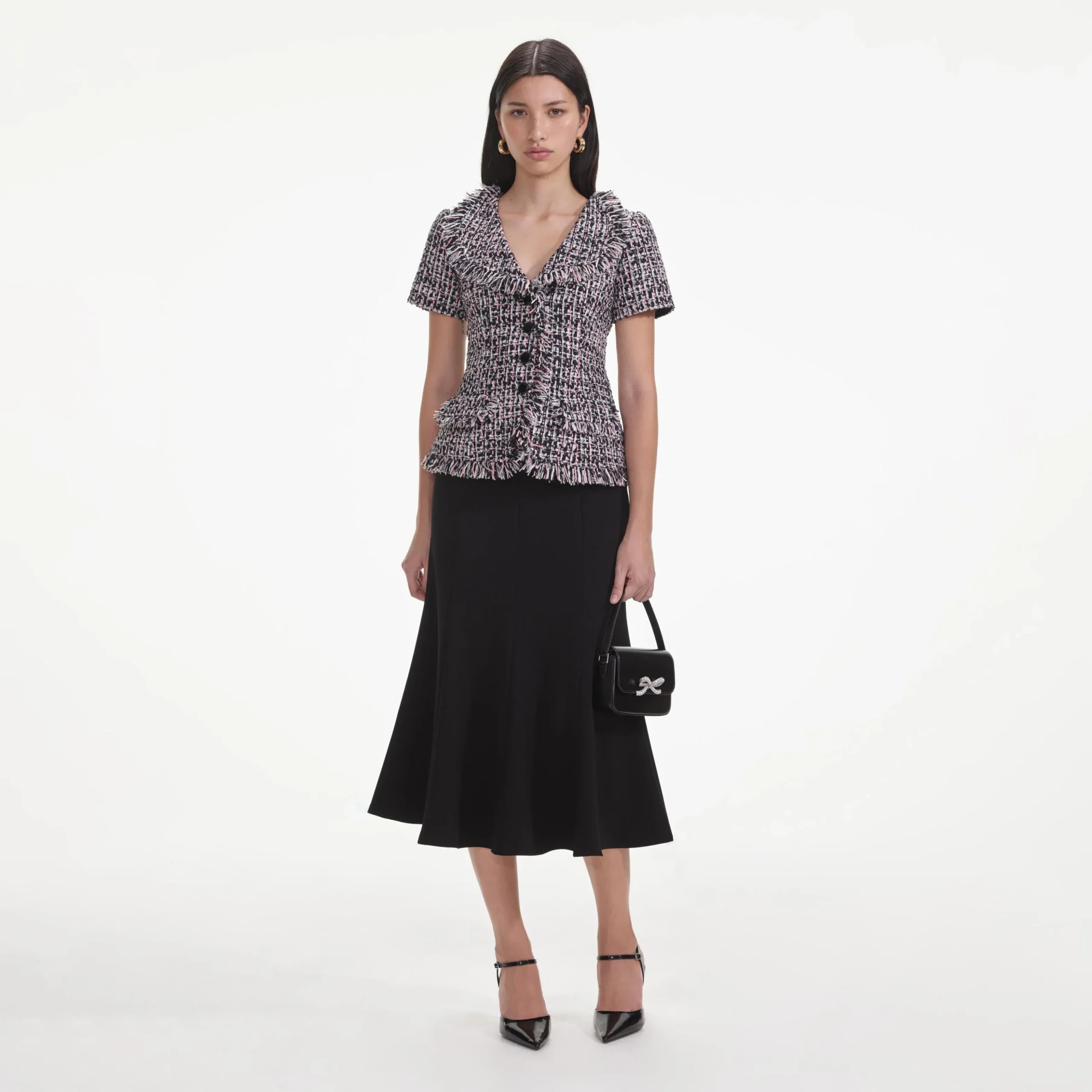 Boucle Fringed Midi Dress^self-portrait Cheap