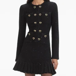 Buttoned Long Sleeve Knit Mini Dress^self-portrait Fashion