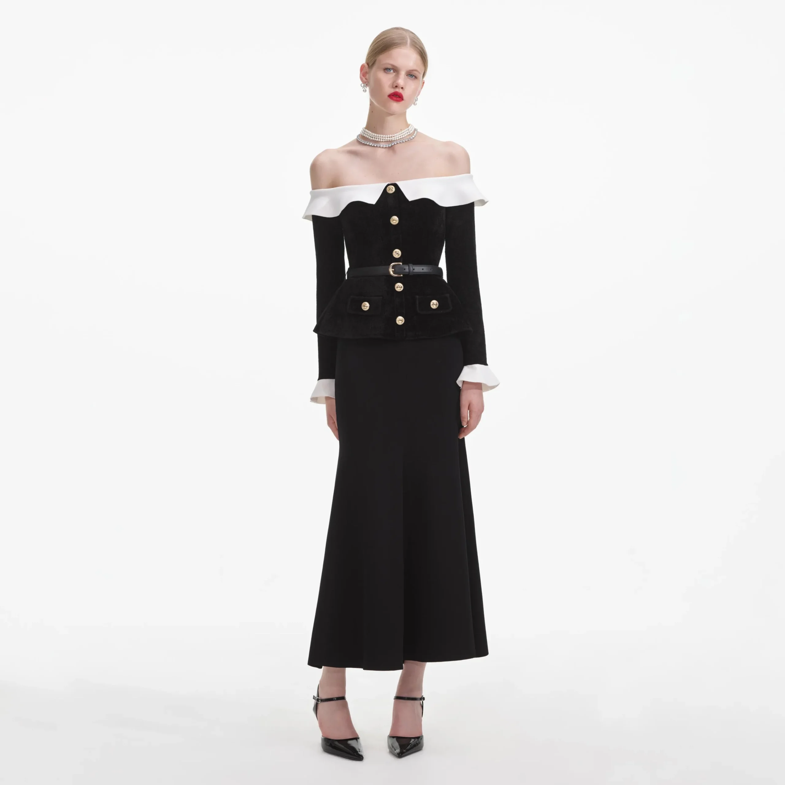 Chenille Knit Off Shoulder Midi Dress^self-portrait Hot