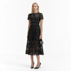 Cord Lace Bow Midi Dress^self-portrait Shop