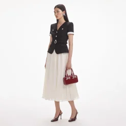 Crepe Contrast Chiffon Midi Dress^self-portrait Cheap