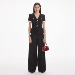 Crepe Contrast Top^self-portrait Cheap