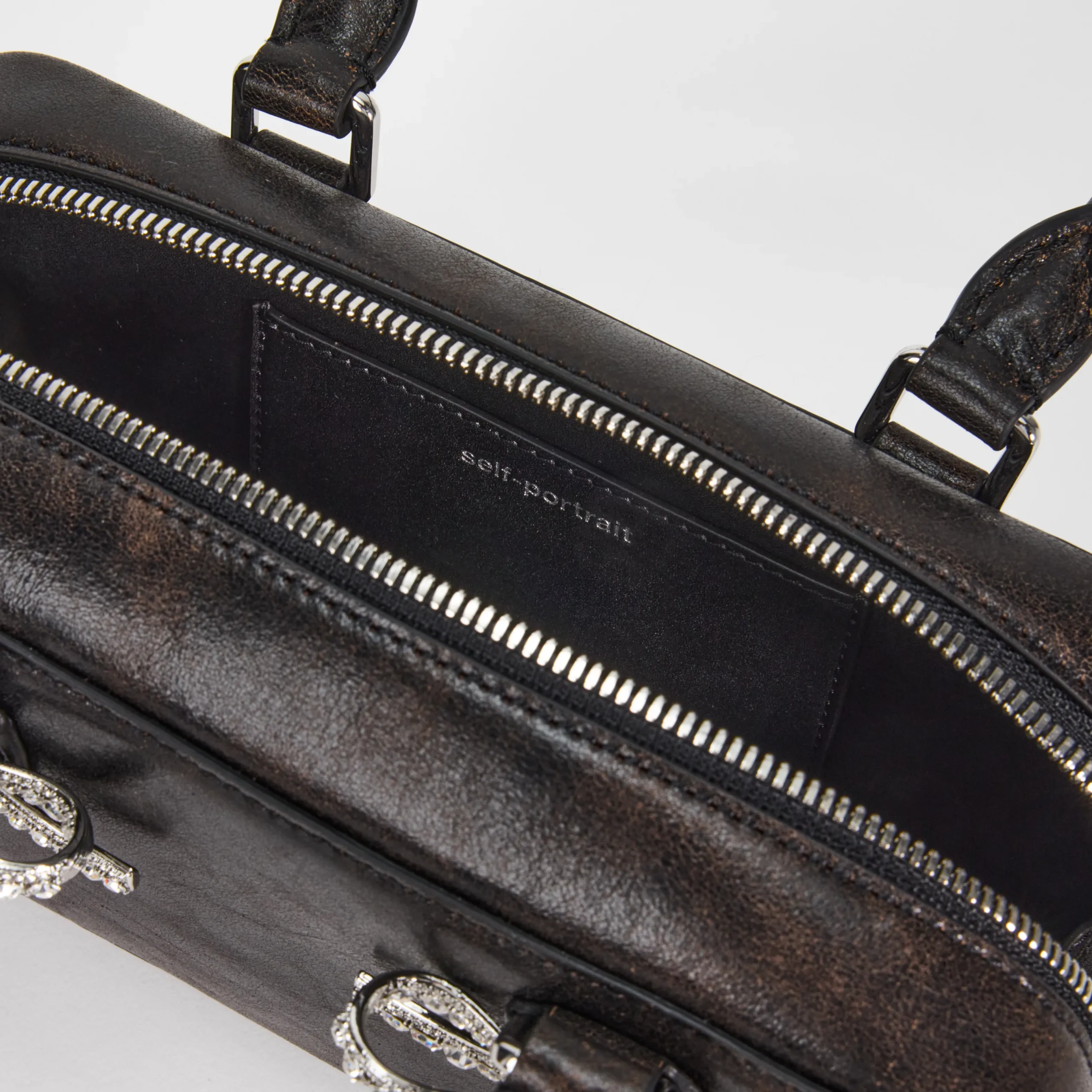 Distressed Leather Mini Tote Bag^self-portrait Clearance