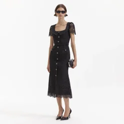 Guipure Lace Button Midi Dress^self-portrait Cheap
