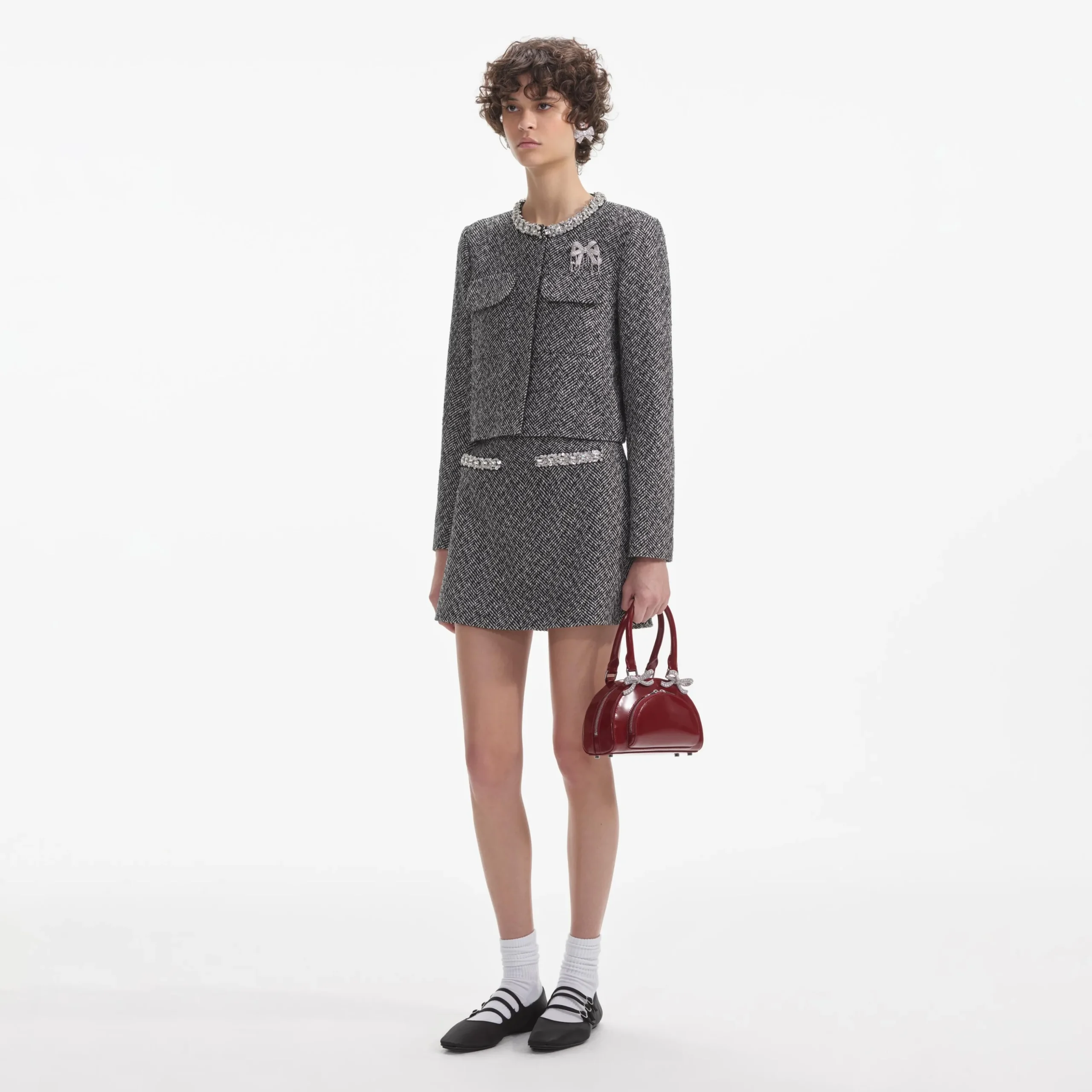Herringbone Embellished Jacket^self-portrait Best Sale