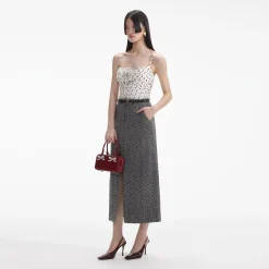 Herringbone Midi Skirt^self-portrait Best Sale