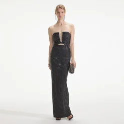 Jersey Rhinestone Maxi Dress^self-portrait Hot