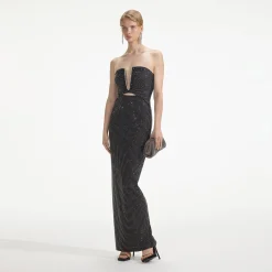 Jersey Rhinestone Maxi Dress^self-portrait Hot
