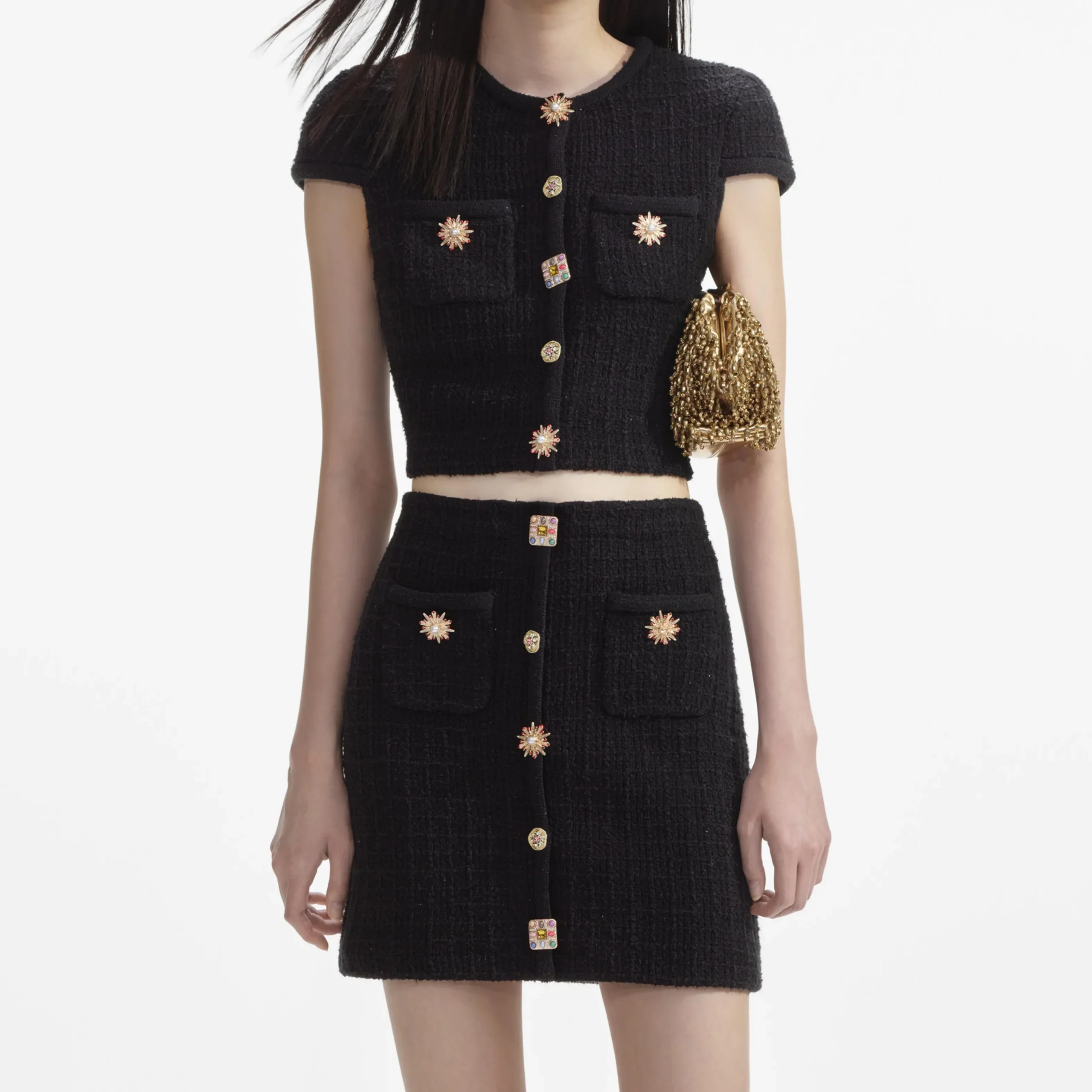 Jewel Button Knit Mini Skirt^self-portrait Flash Sale