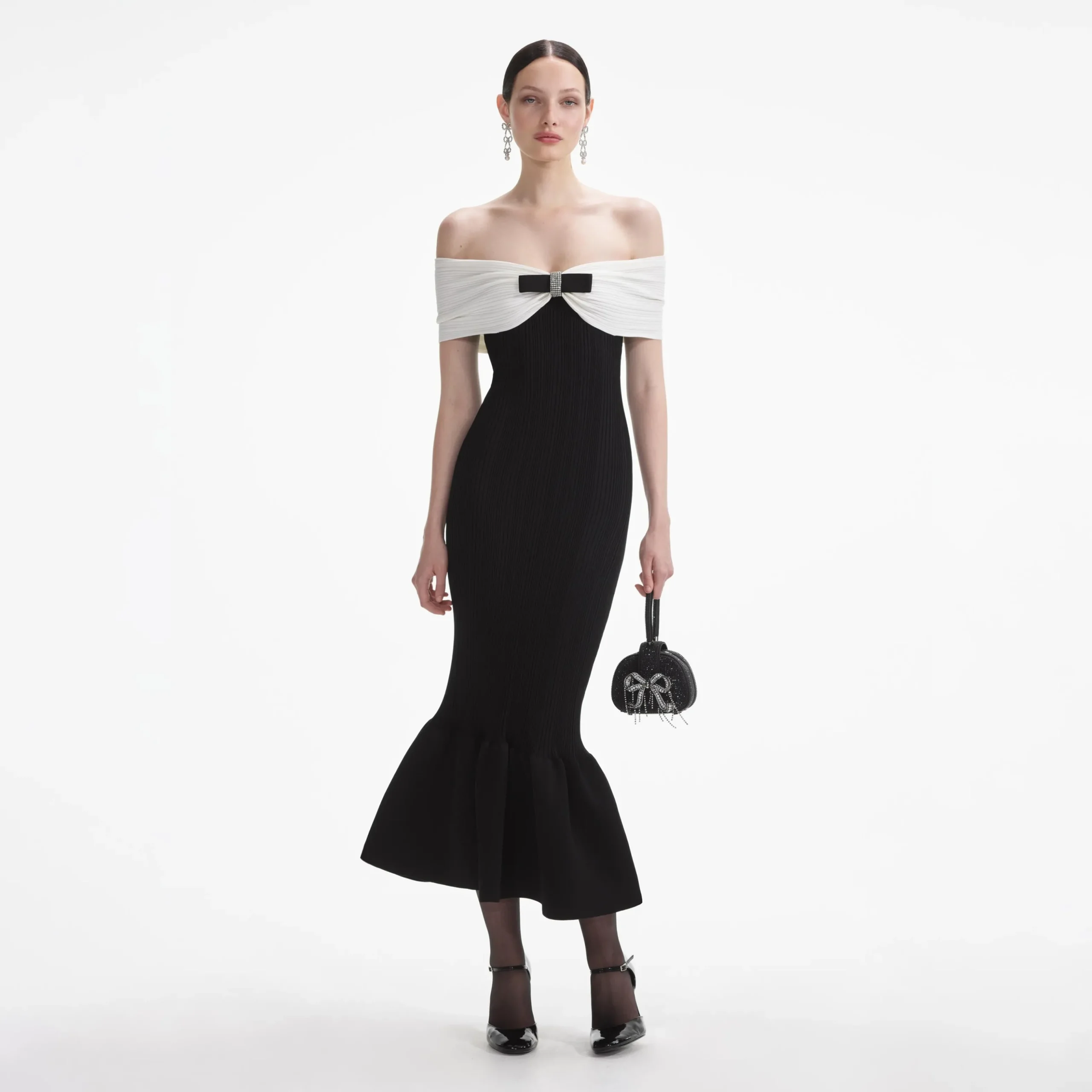 Knit Bow Midi Dress^self-portrait New