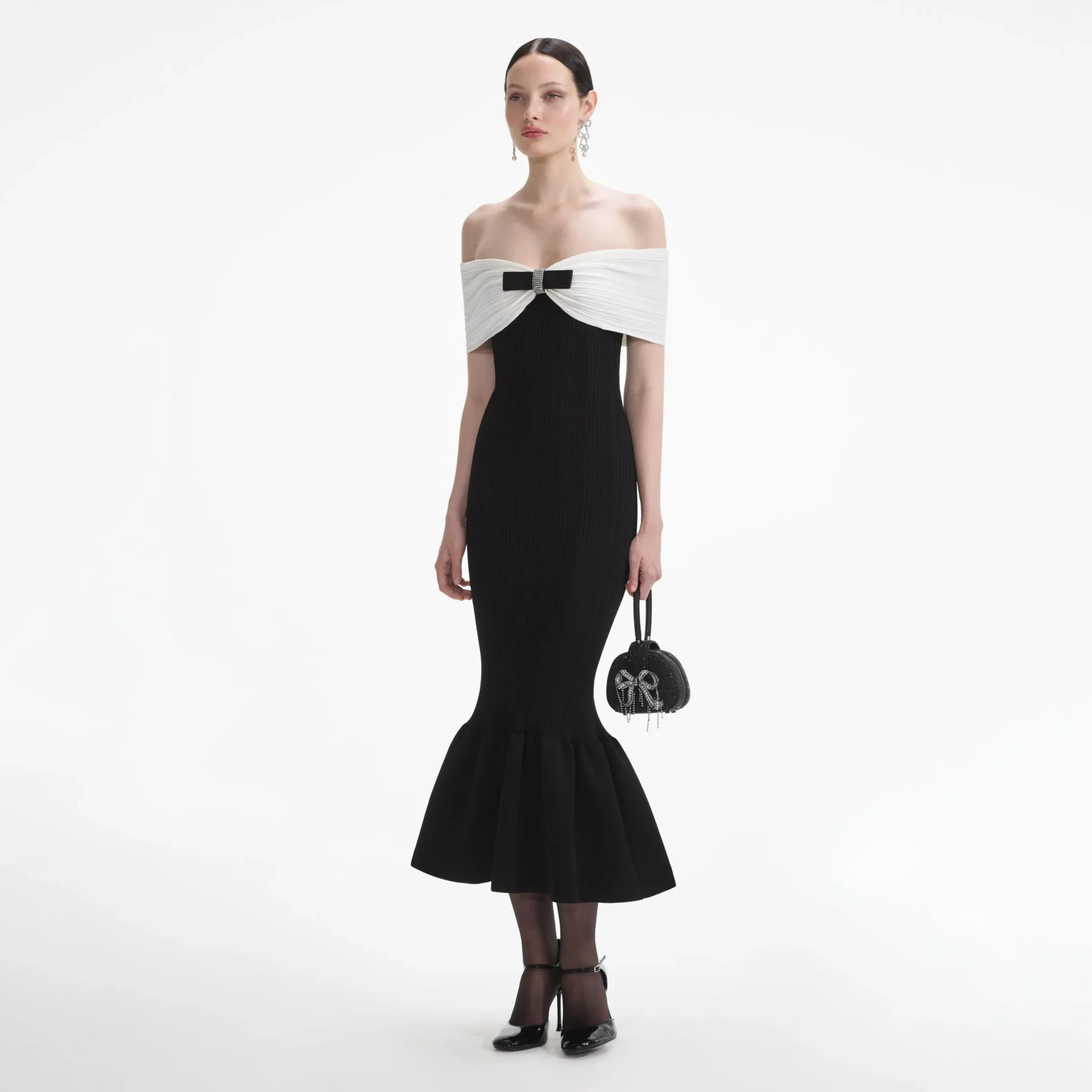 Knit Bow Midi Dress^self-portrait New