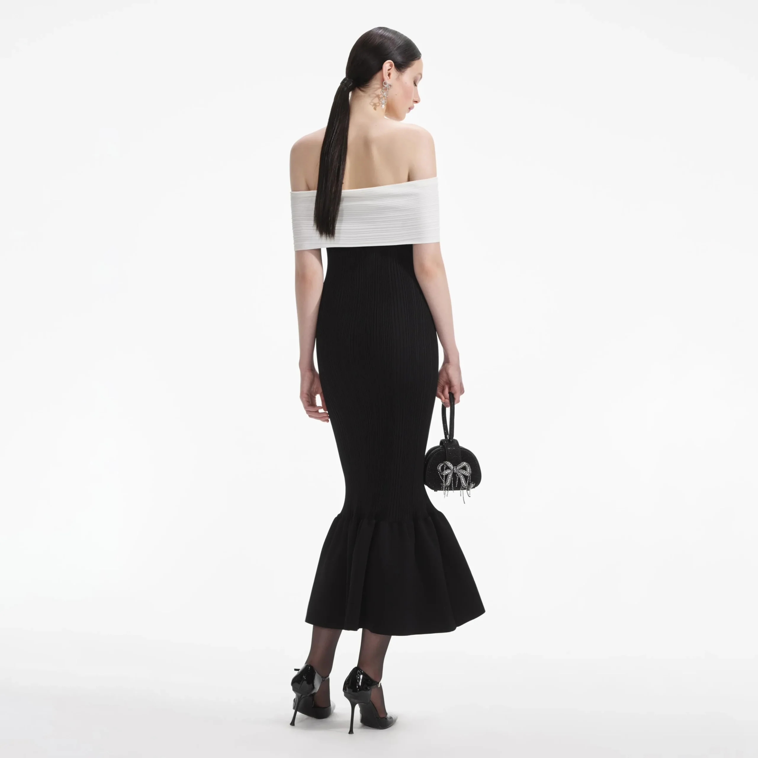 Knit Bow Midi Dress^self-portrait New