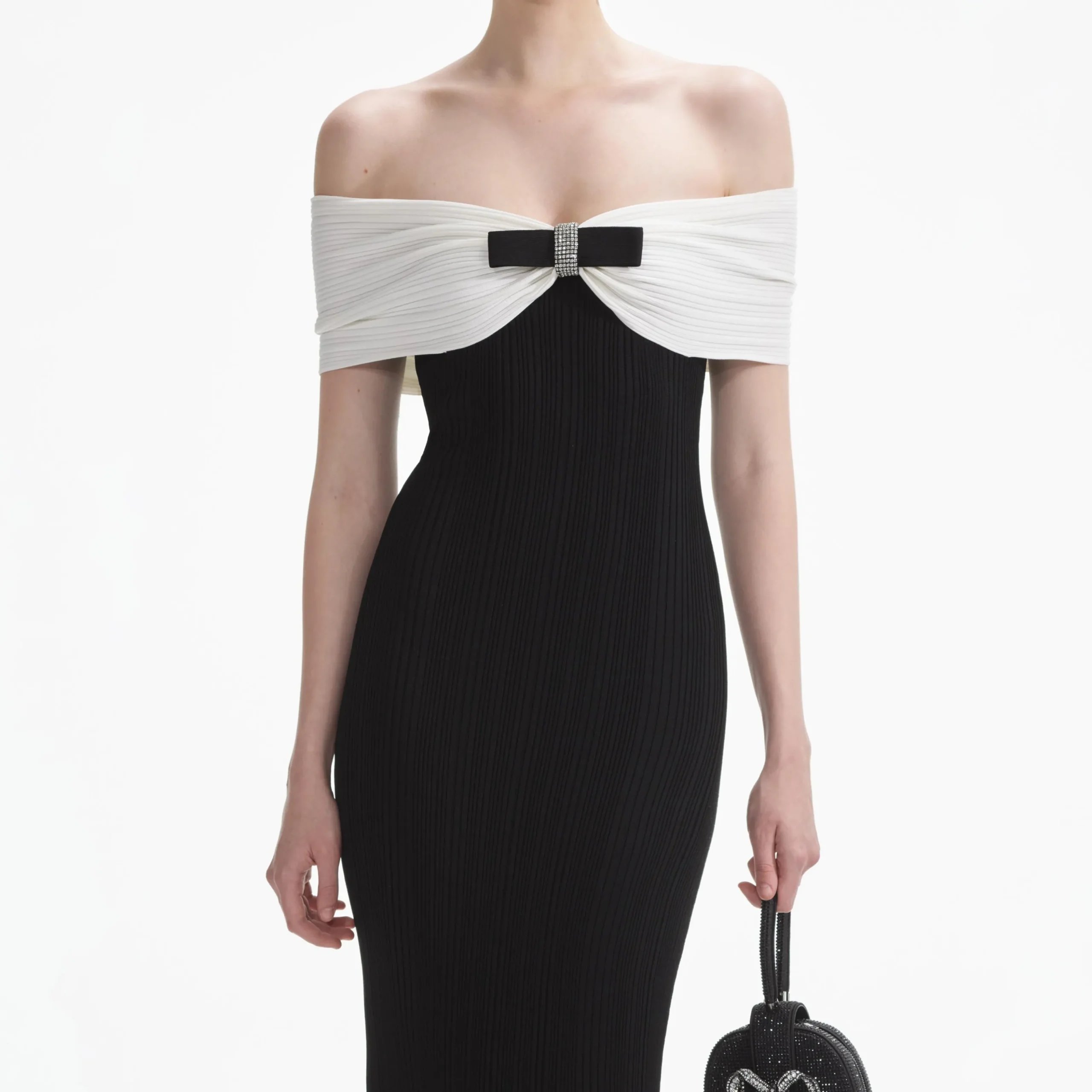 Knit Bow Midi Dress^self-portrait New