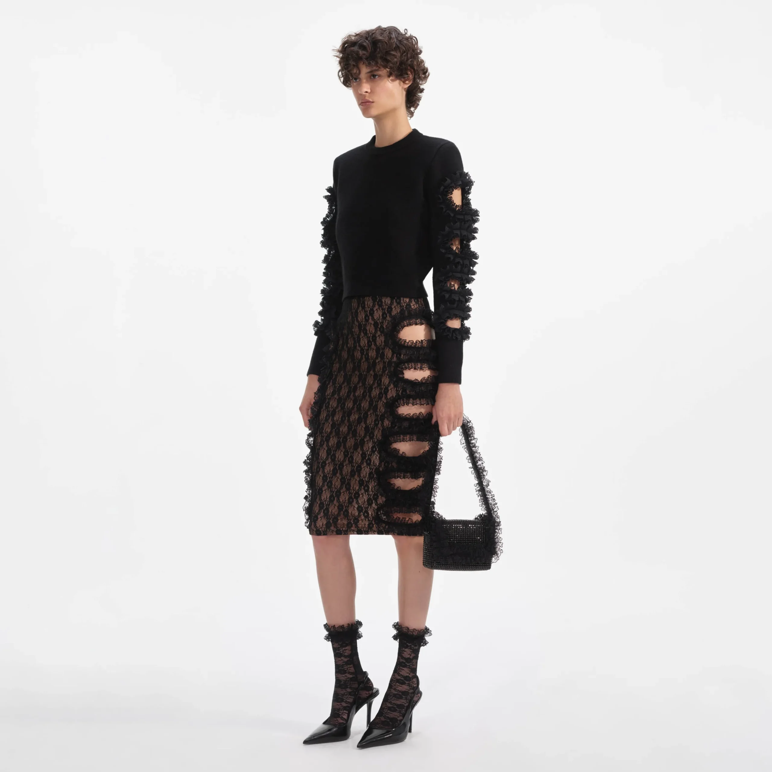 Lace Cut Out Midi Skirt^self-portrait Best Sale