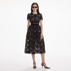 Lace Velvet Bow Midi Dress^self-portrait Cheap