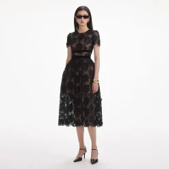 Lace Velvet Bow Midi Dress^self-portrait Cheap