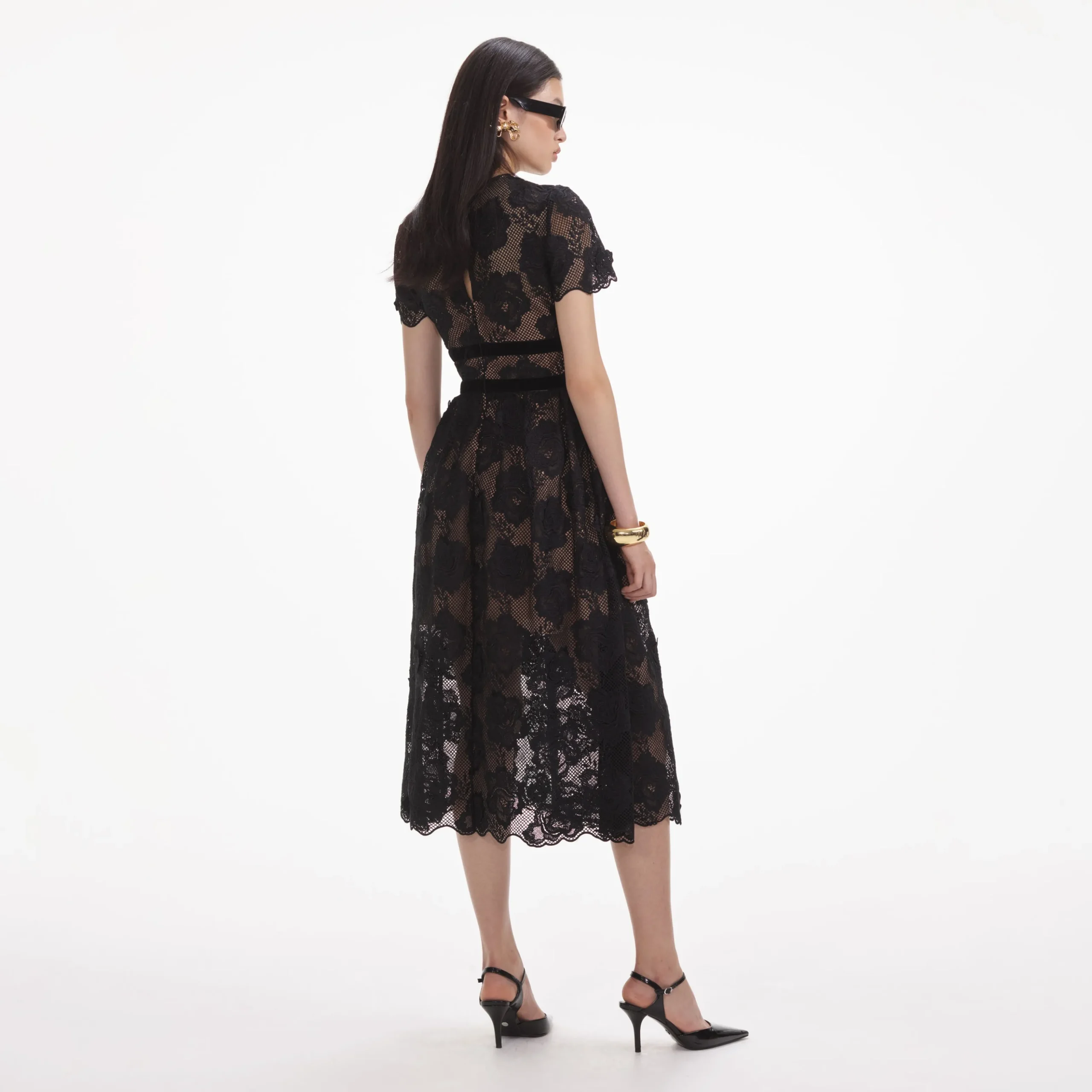 Lace Velvet Bow Midi Dress^self-portrait Cheap
