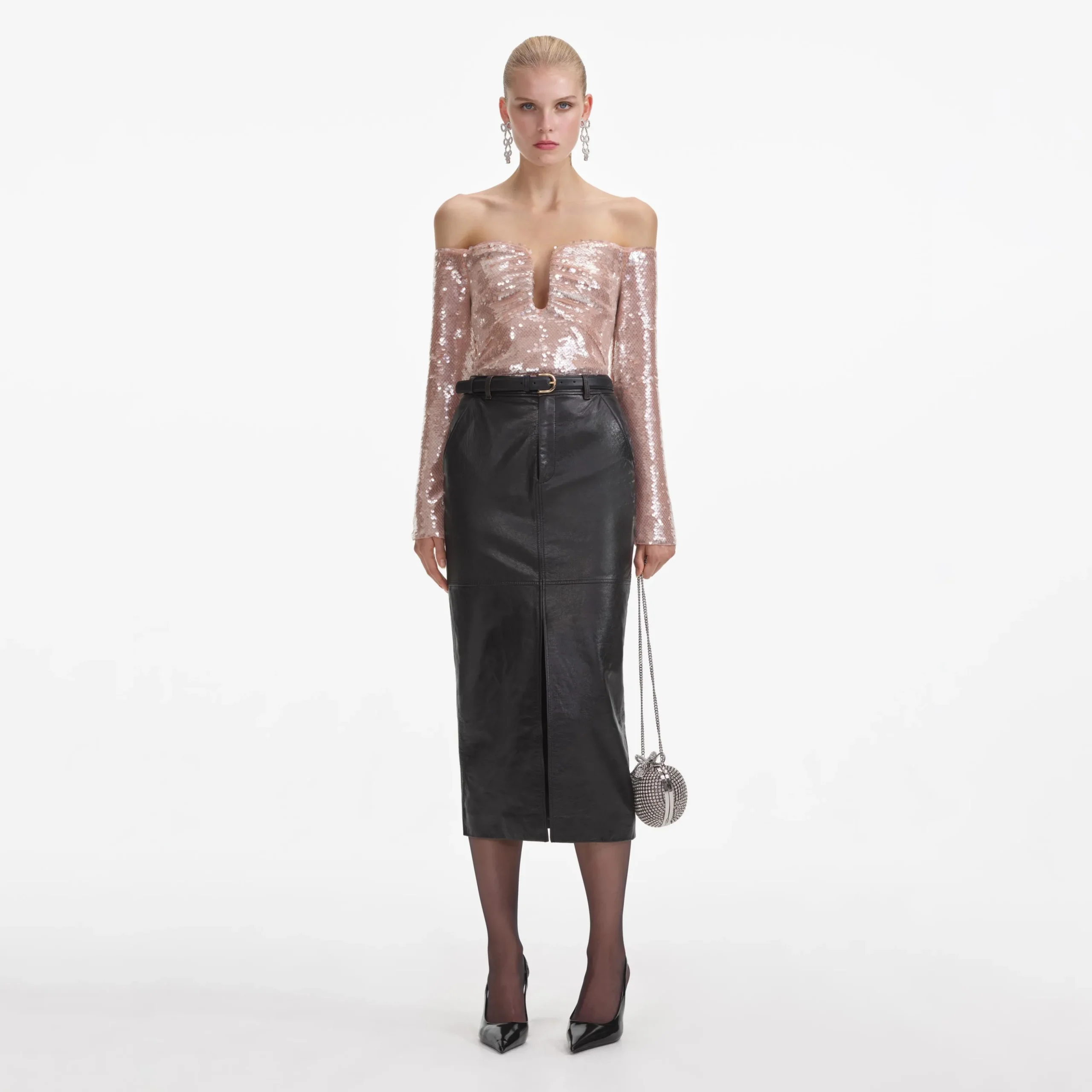 Leather Midi Skirt^self-portrait New