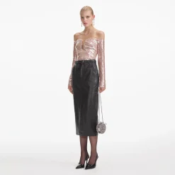 Leather Midi Skirt^self-portrait New