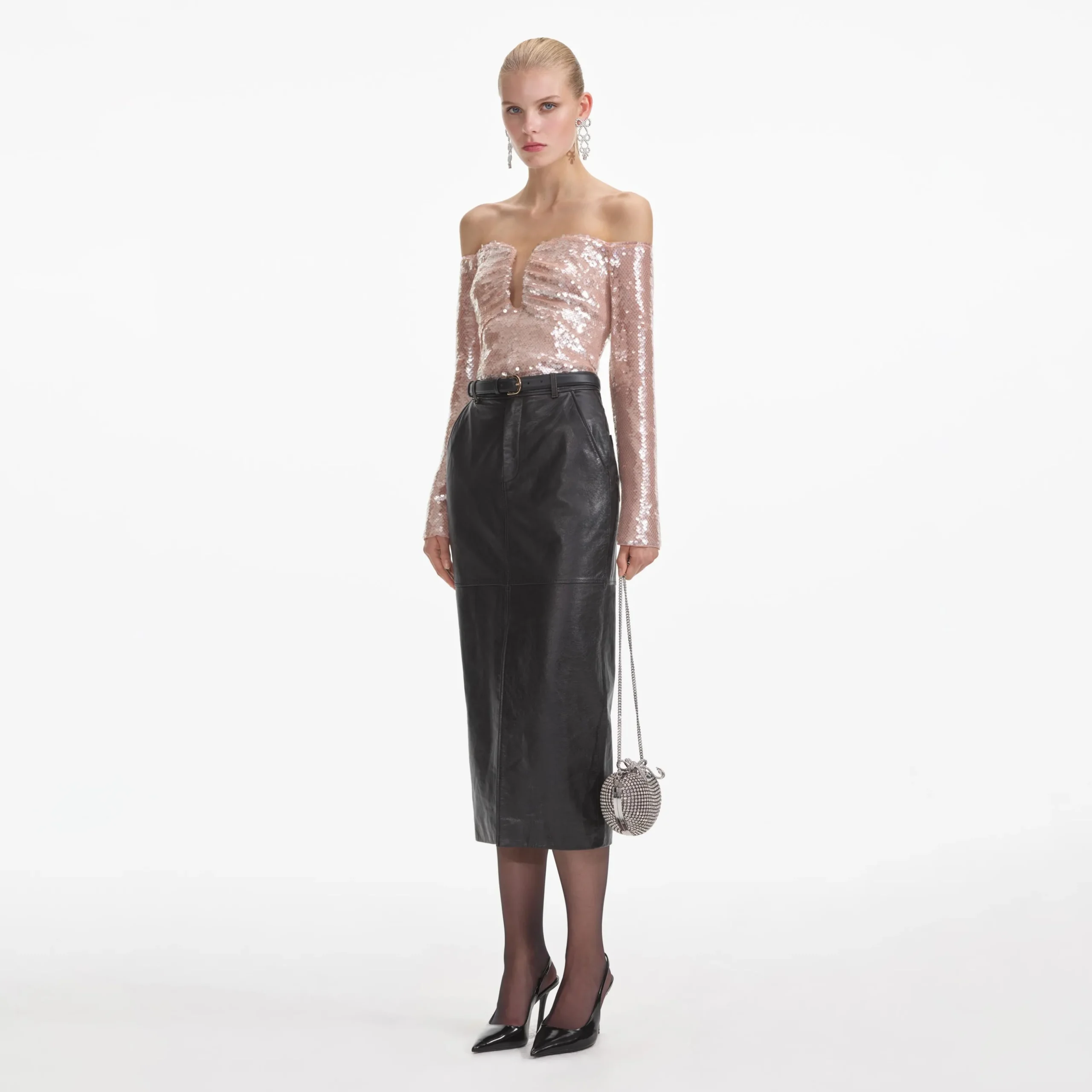 Leather Midi Skirt^self-portrait New