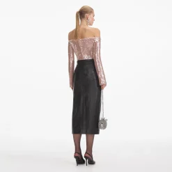 Leather Midi Skirt^self-portrait New