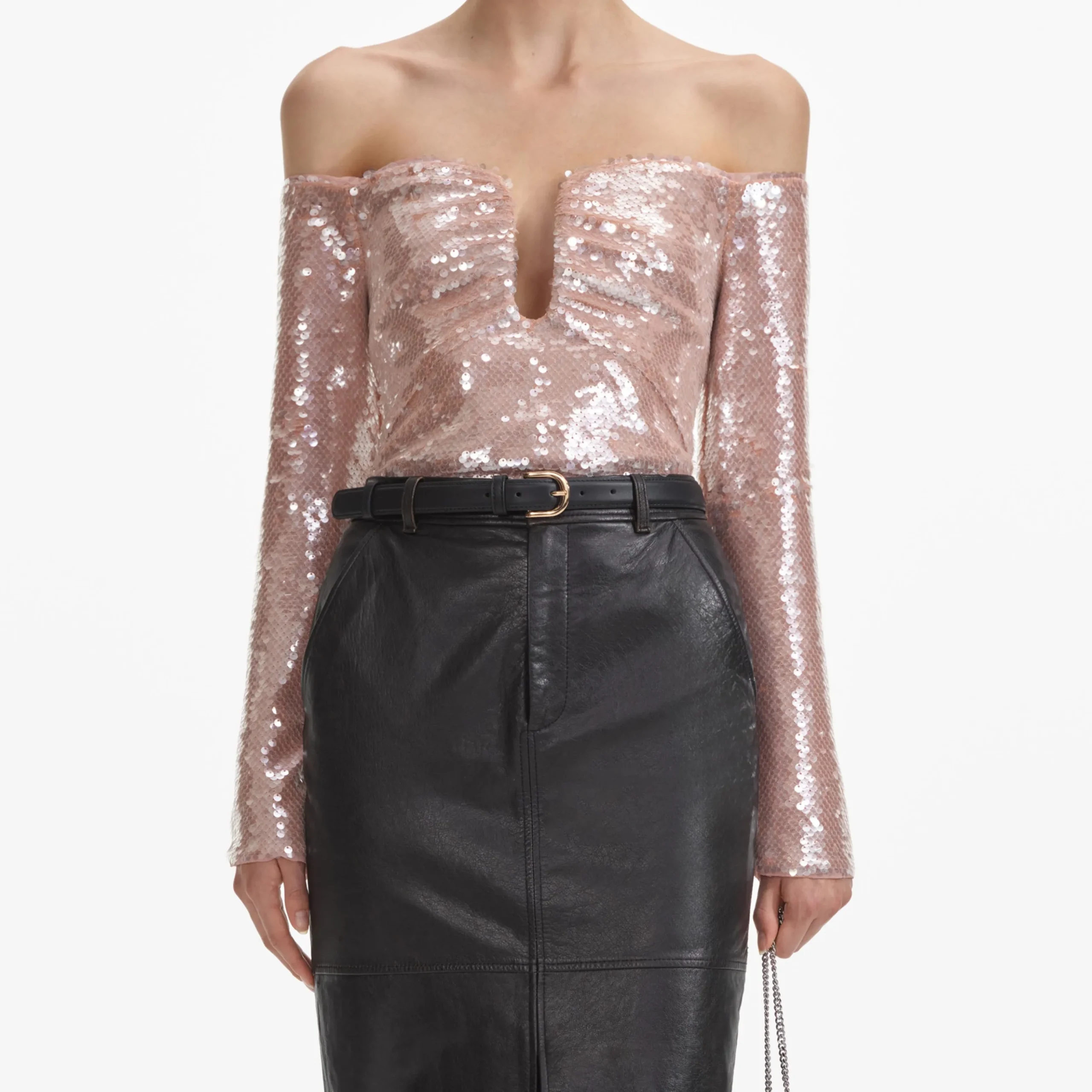 Leather Midi Skirt^self-portrait New