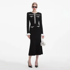Pearl Trim Knit Midi Dress^self-portrait Cheap