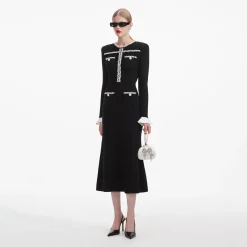 Pearl Trim Knit Midi Dress^self-portrait Cheap