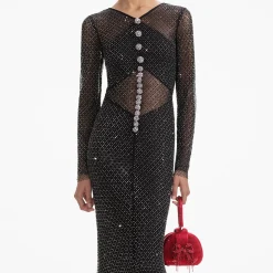 Rhinestone Fishnet Crossover Maxi Dress^self-portrait Best