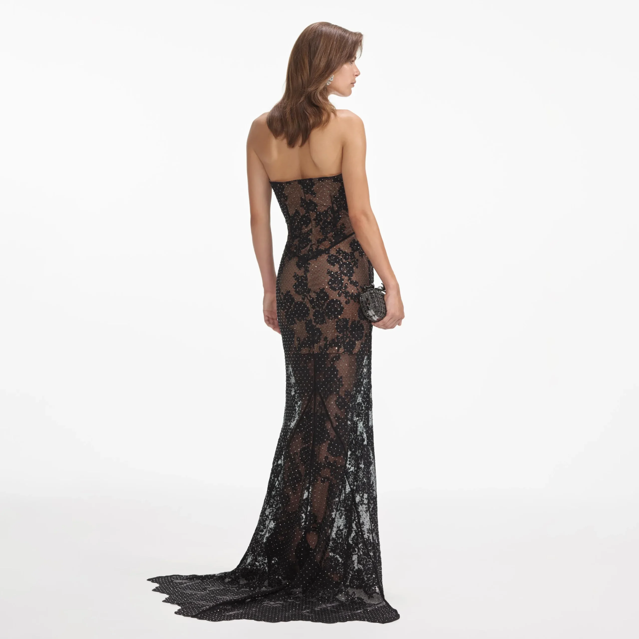 Rhinestone Lace Maxi Dress^self-portrait Hot