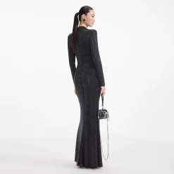 Rhinestone Mesh Cut Out Maxi Dress^self-portrait Best Sale