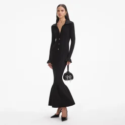 Ribbed Knit Fluted Midi Dress^self-portrait Outlet
