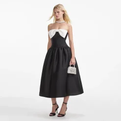 Taffeta Contrast Bow Midi Dress^self-portrait Cheap