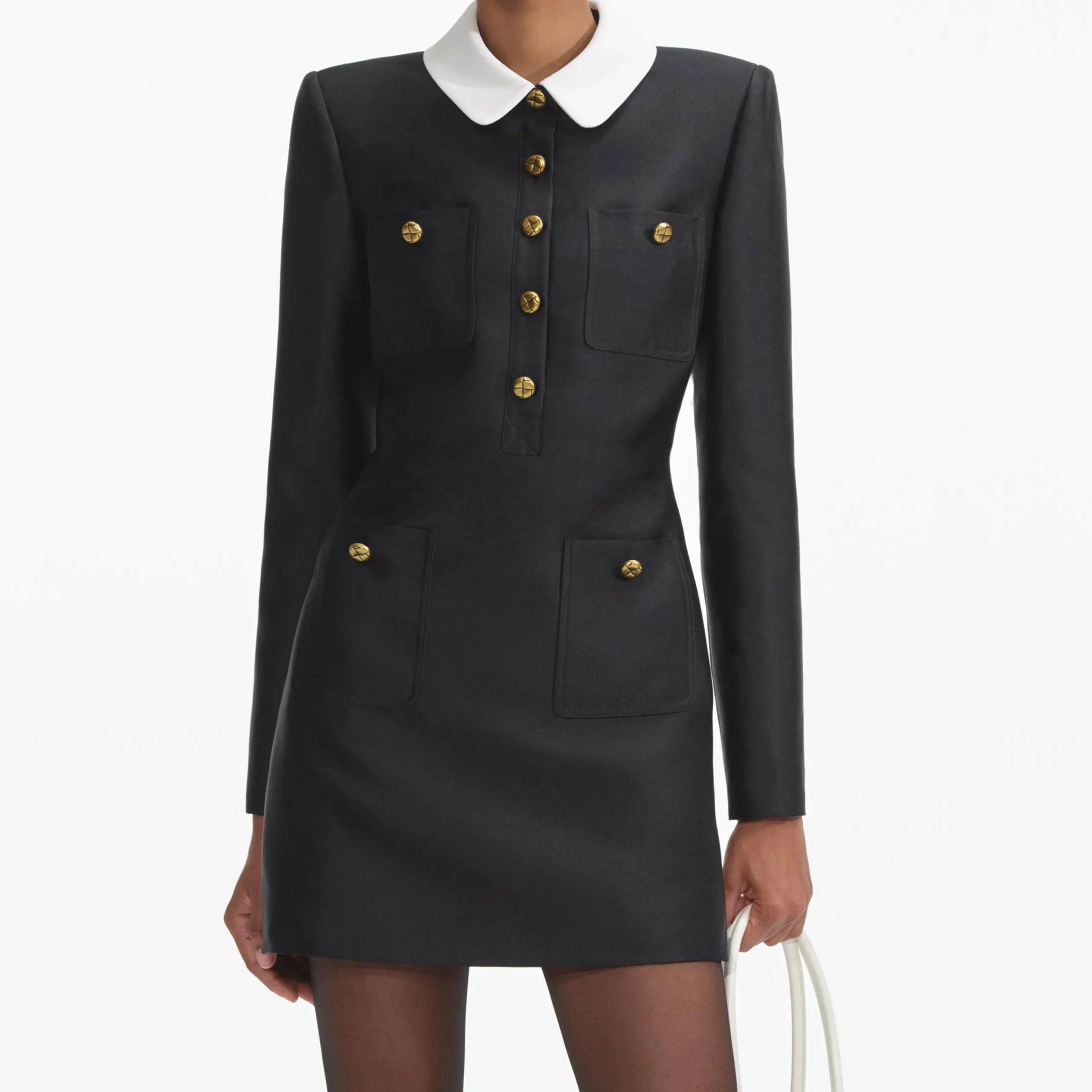 Taffeta Contrast Collar Mini Dress^self-portrait New