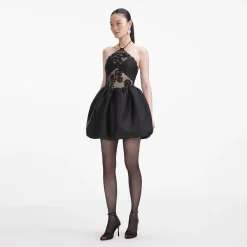 Taffeta Halterneck Mini Dress^self-portrait Cheap