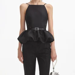 Taffeta Peplum Top^self-portrait Best Sale