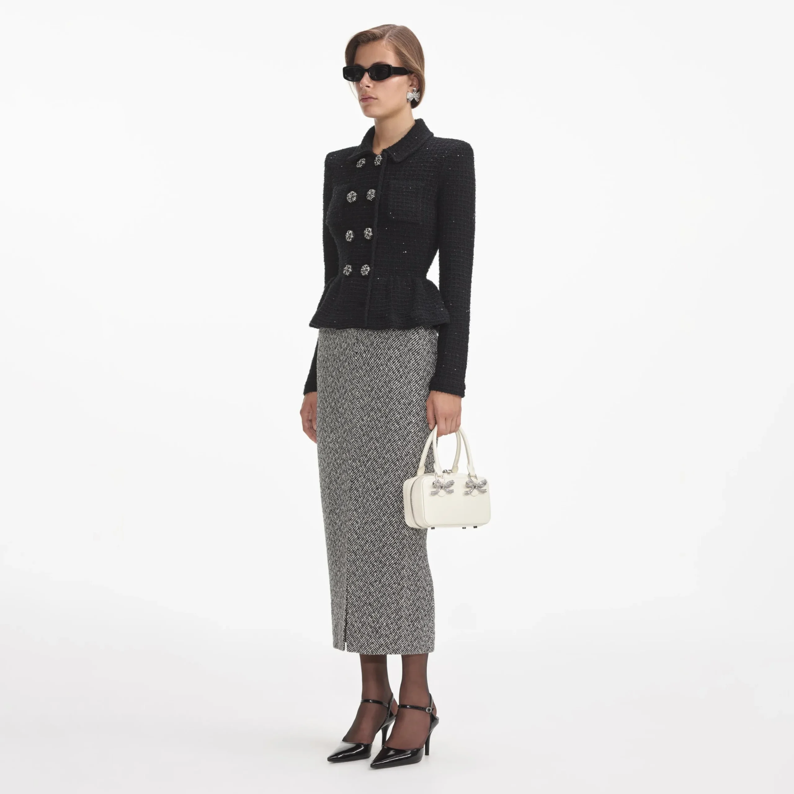 Textured Knit Peplum Jacket^self-portrait Shop