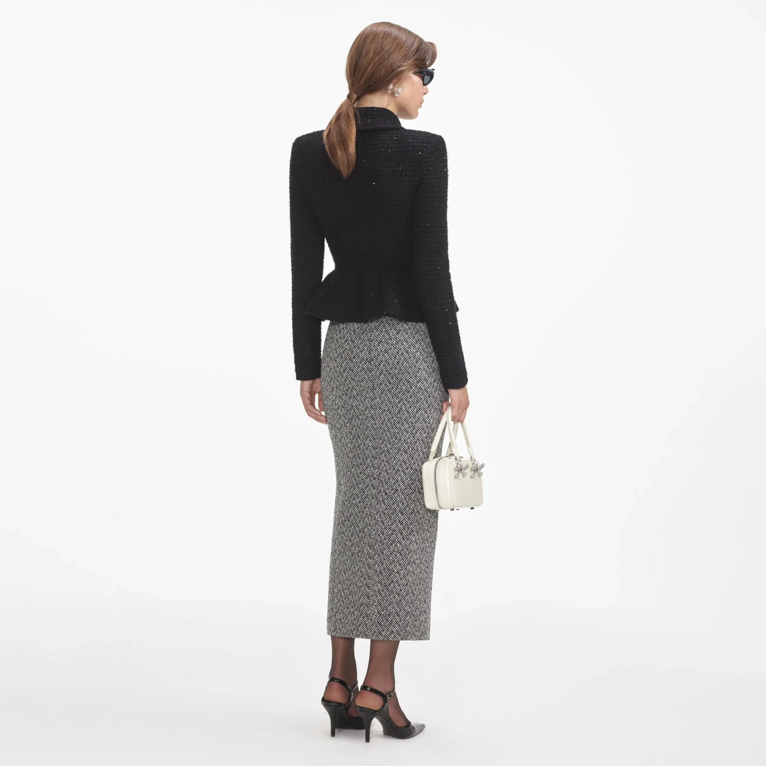 Textured Knit Peplum Jacket^self-portrait Shop