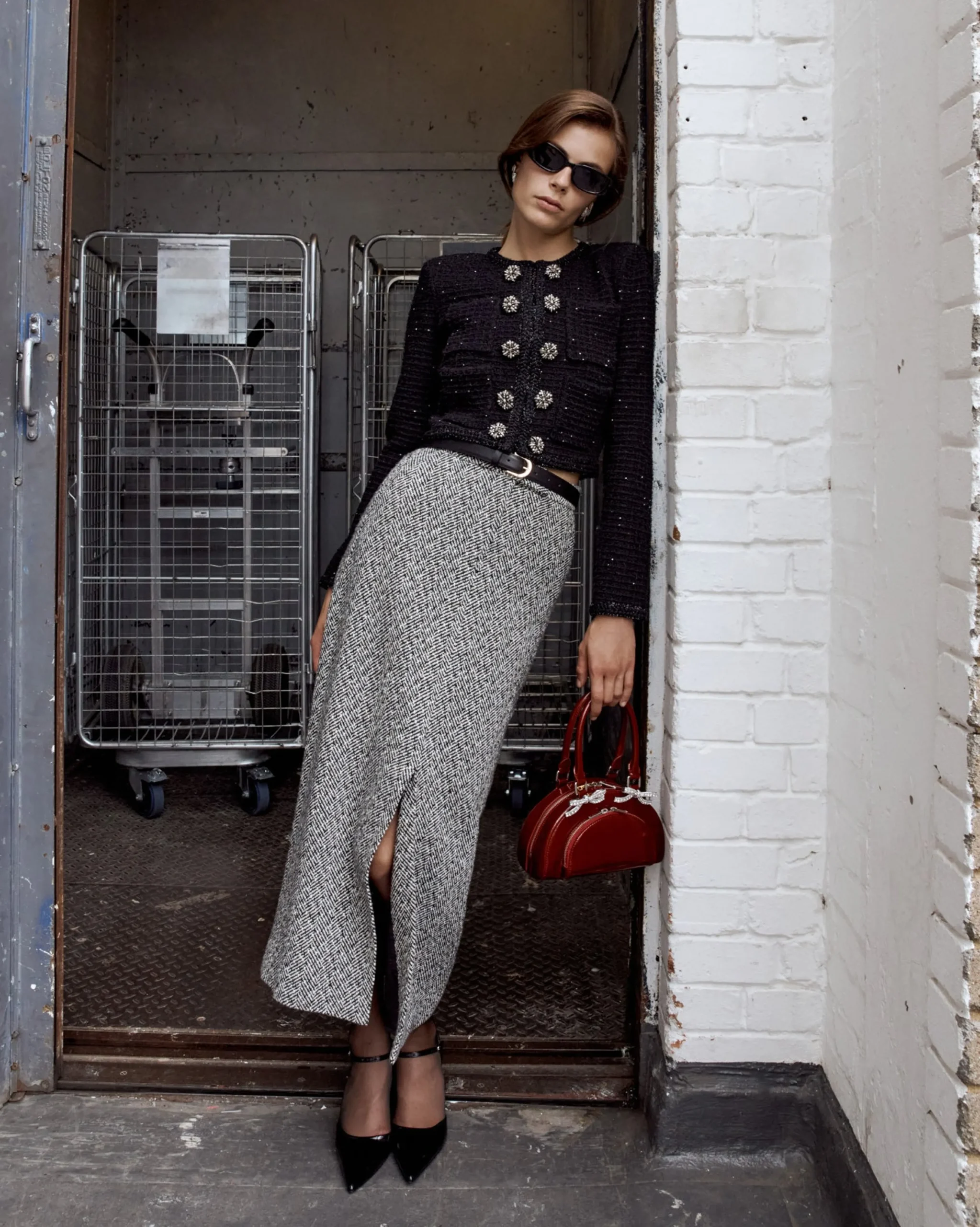 Textured Knit Peplum Jacket^self-portrait Shop