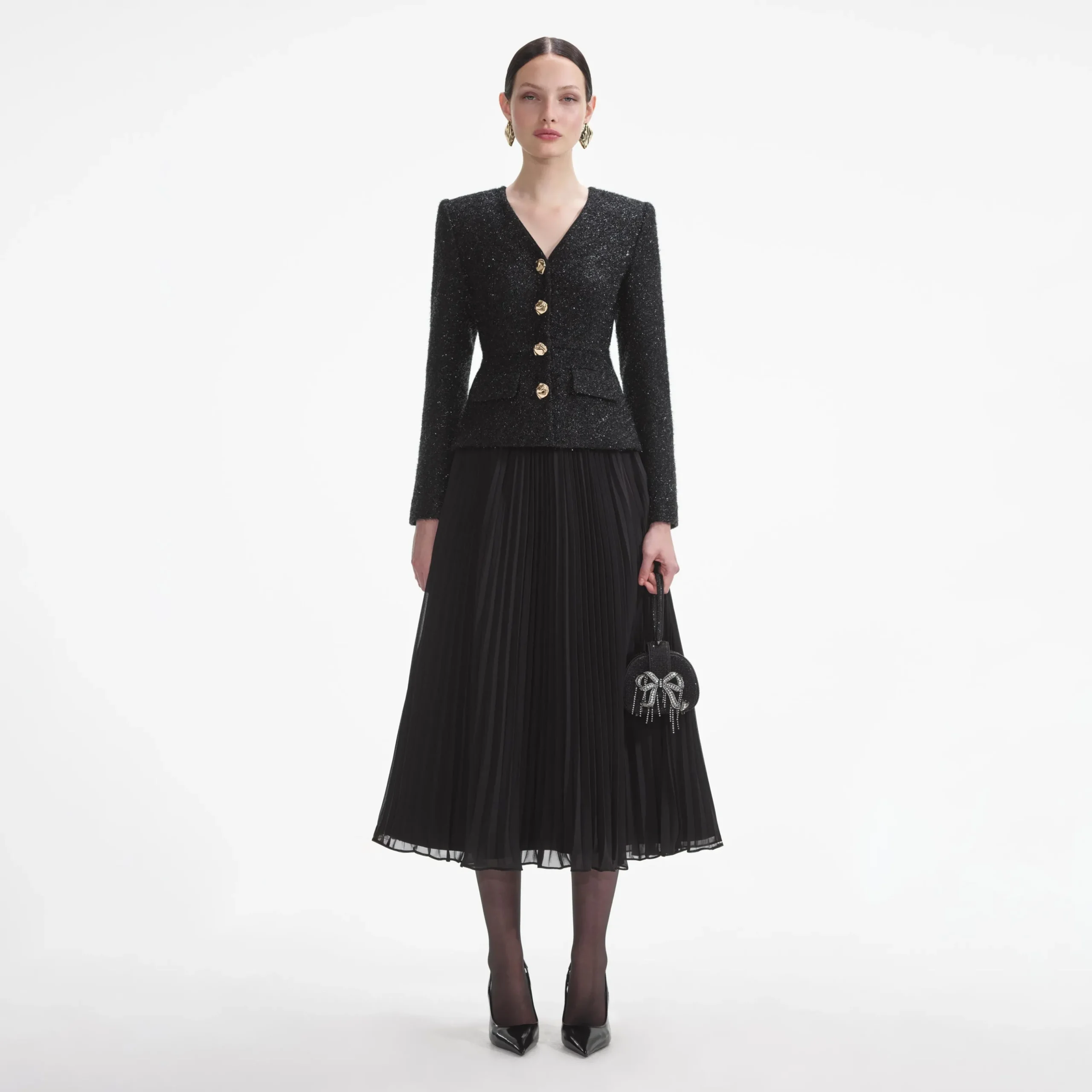 Tinsel Boucle Chiffon Midi Dress^self-portrait Outlet