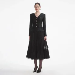 Tinsel Boucle Chiffon Midi Dress^self-portrait Outlet
