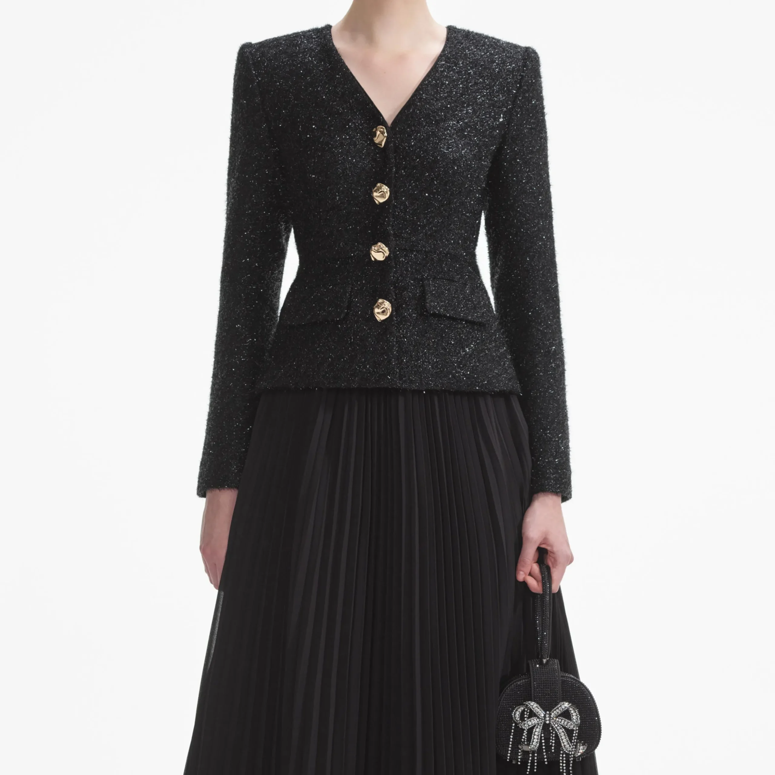 Tinsel Boucle Chiffon Midi Dress^self-portrait Outlet