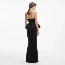Velvet Peplum Maxi Dress^self-portrait Cheap