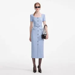 Crepe Button Midi Dress^self-portrait Shop