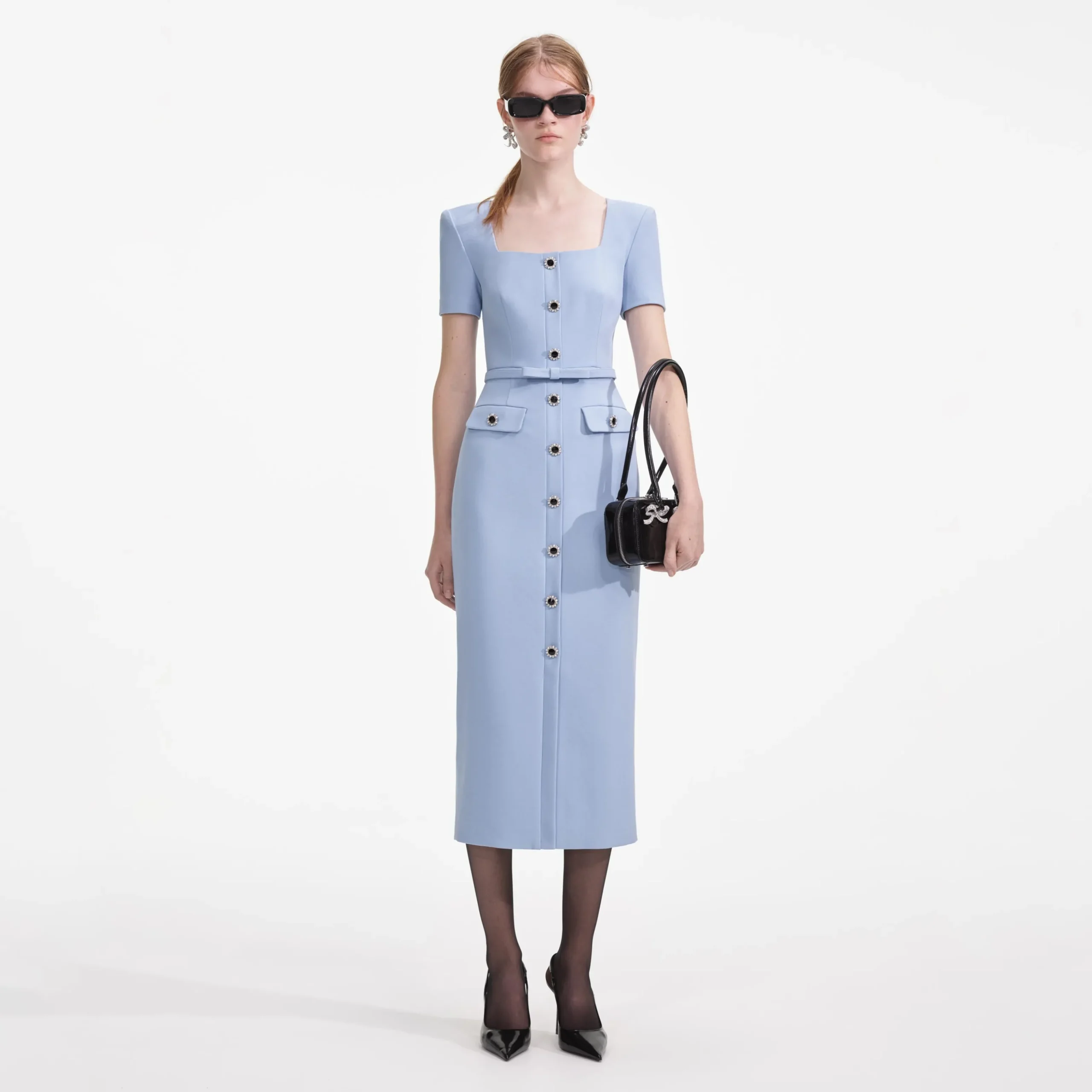 Crepe Button Midi Dress^self-portrait Shop