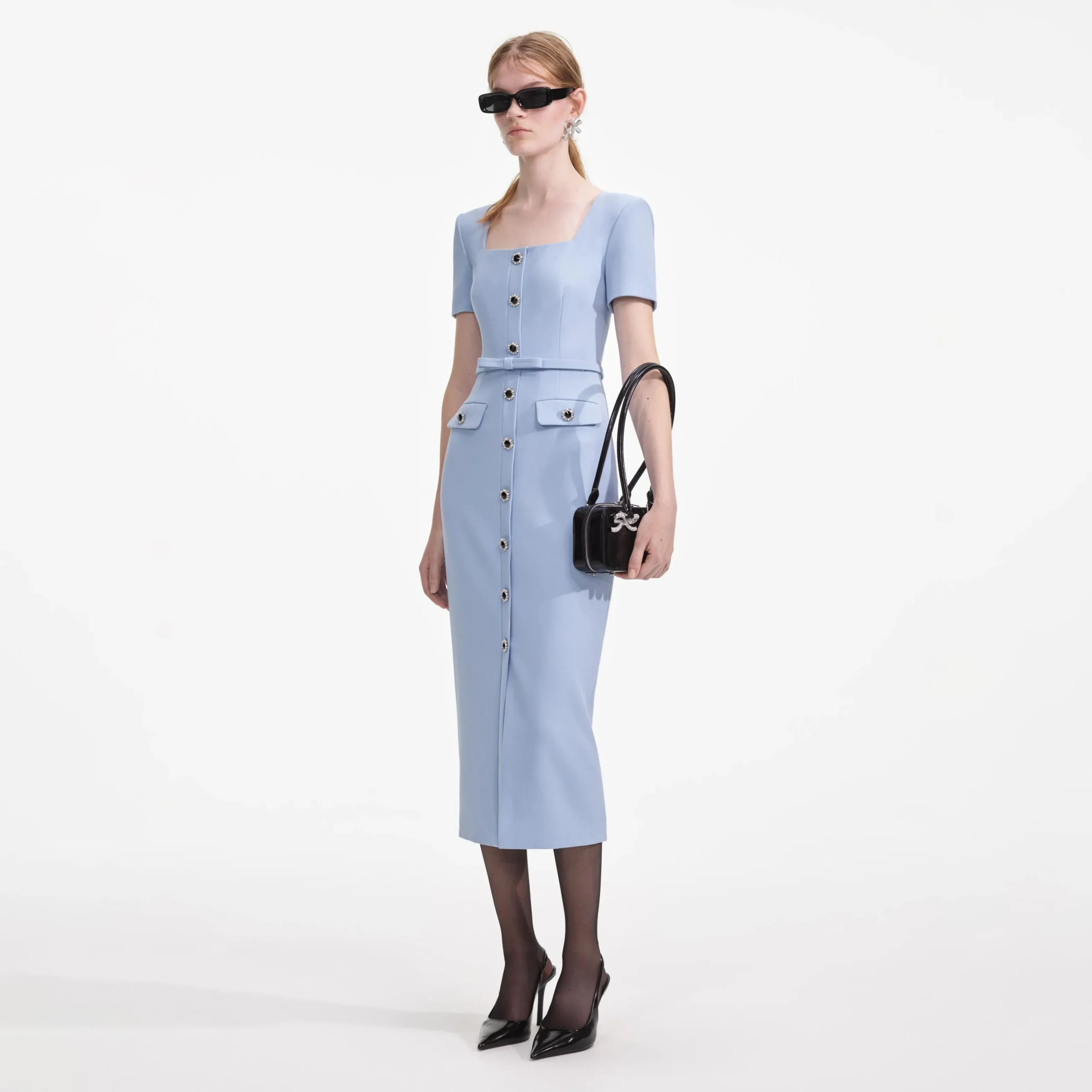 Crepe Button Midi Dress^self-portrait Shop
