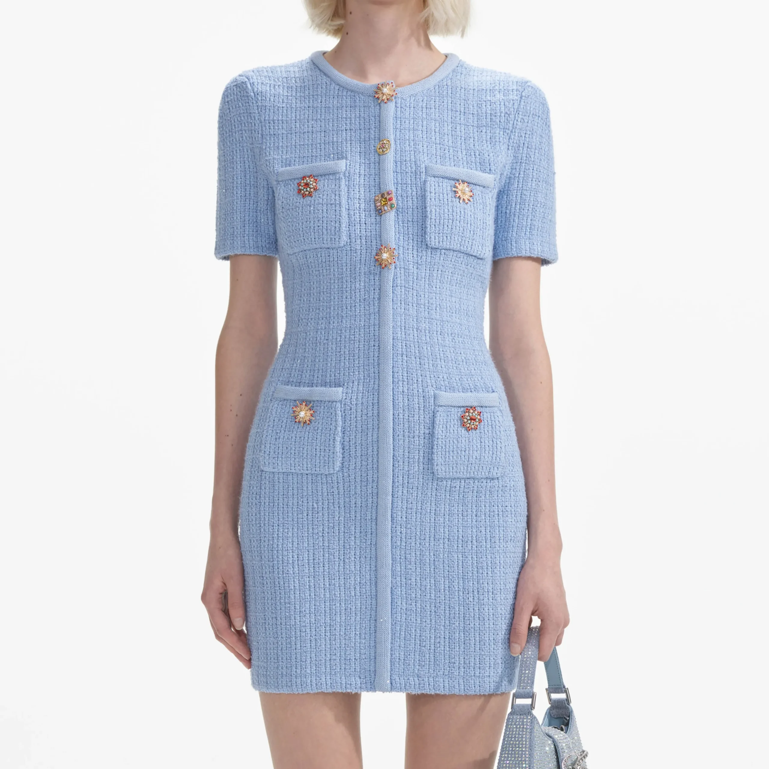 Jewel Button Knit Mini Dress^self-portrait Online