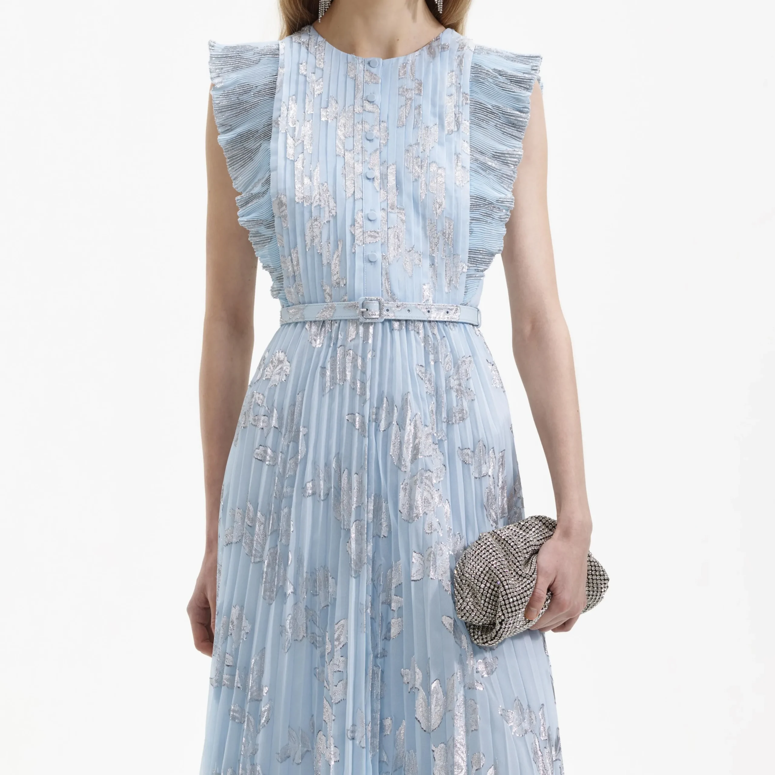 Metallic Floral Midi Dress^self-portrait Cheap
